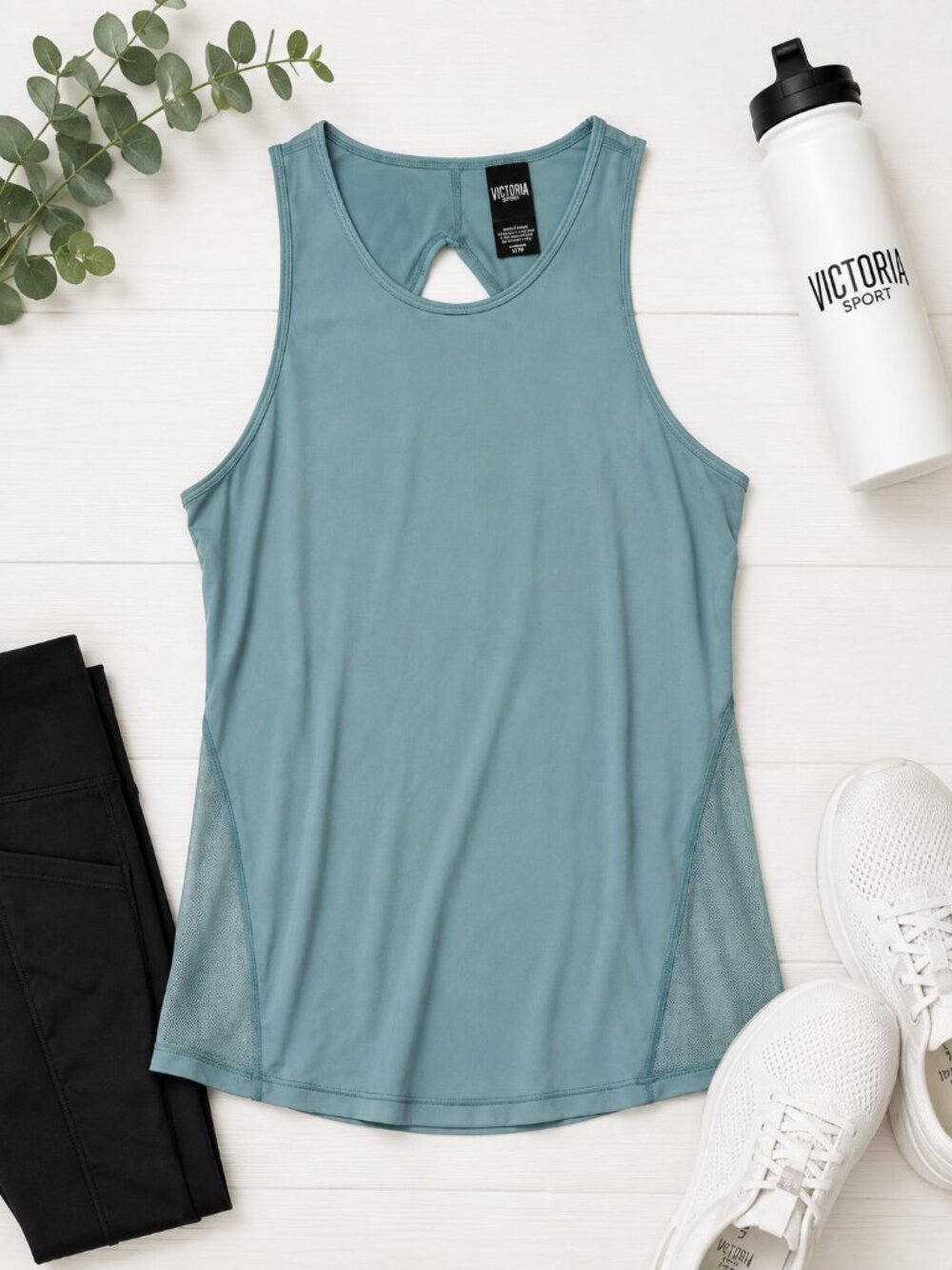Victoria Sport Size XS Teal Mesh Athletic Tank Top Keyhole Back